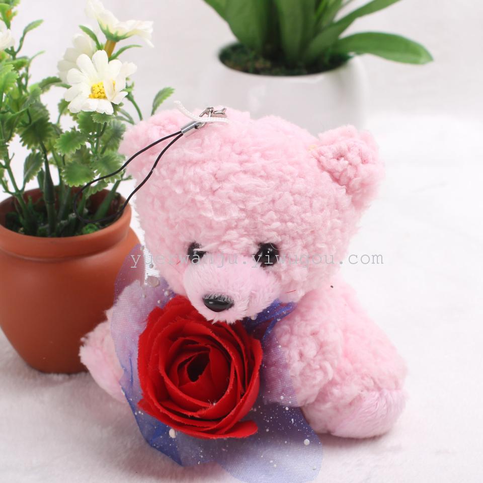 Plush pendant Bear toy pack flower bouquet pendant diamond bear pendant