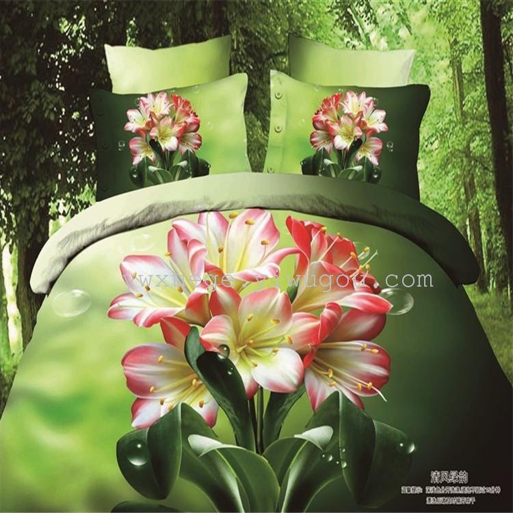 Four-piece and multi-piece bedding sets, 100% pure cotton 3D three-dimensional large flower four-piece sets, wedding bedding factory direct sales Application Scenario