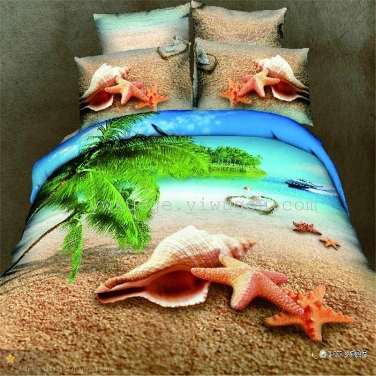 4-piece bedding 100% cotton 4-piece wedding bed product Twill cotton 3-D set bed sheet and quilt set 4-piece set