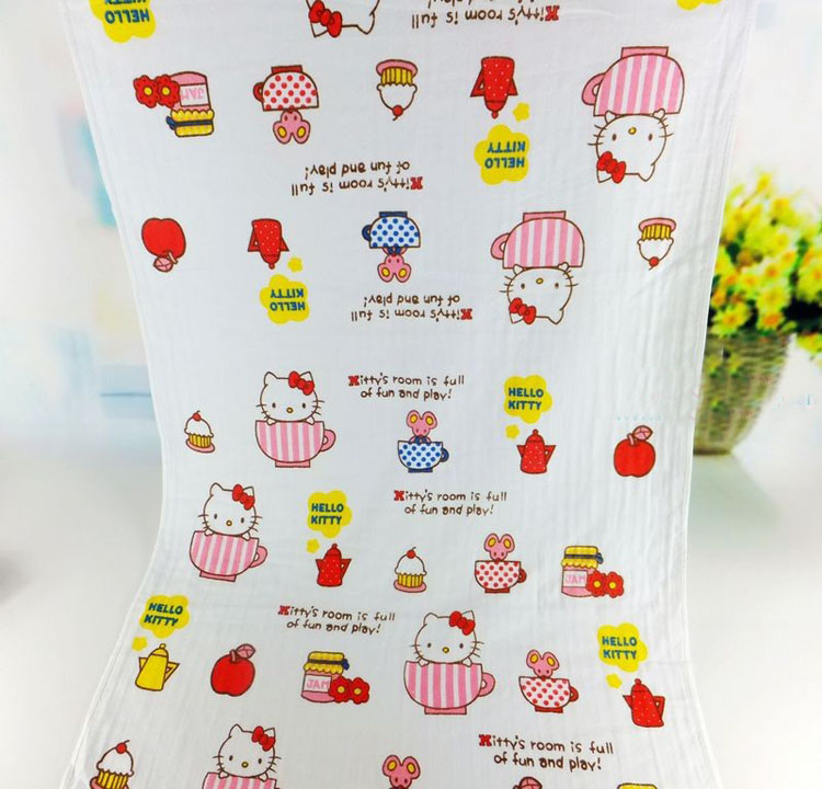 Honeycomb gauze 70*140 bath towel, children's large bath towel, foreign trade printed bath towel details Picture