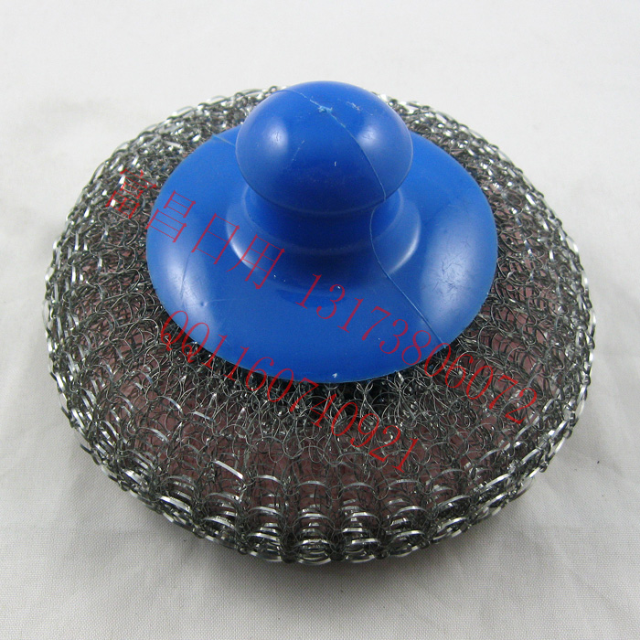 创意日用百货 小塑柄镀锌铁丝塑料丝混编清洁球钢丝球 刷碗锅刷