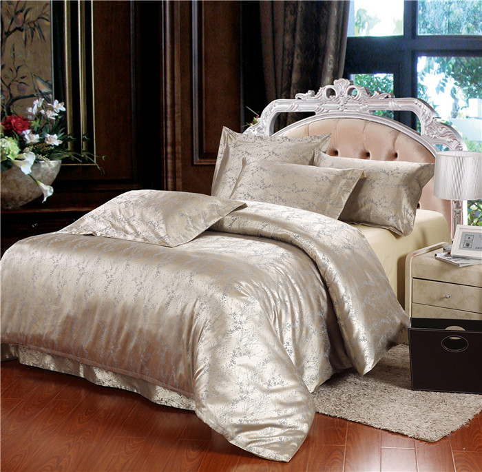Yiwu Xuege Home Textile Tencel Cotton Tribute Satin Jacquard three or Four Pieces Wedding Bedding Set details Picture