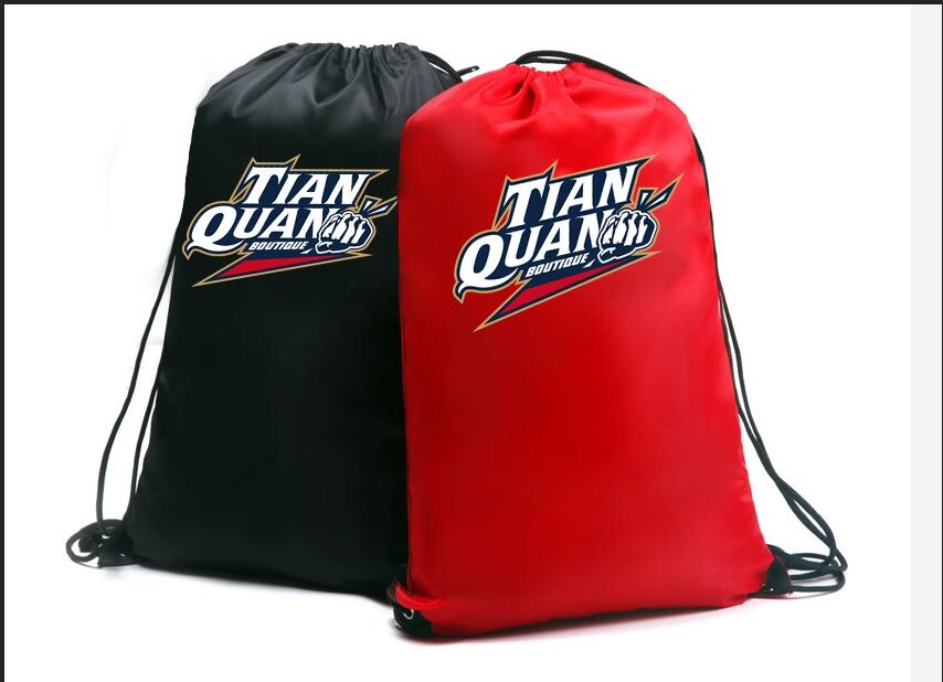 纯色英文印刷抽绳袋购物袋收纳束口袋双肩包