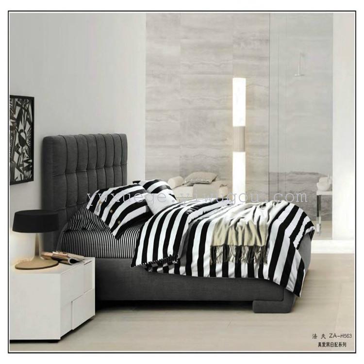 Bedding four-piece set, bed sheet and duvet cover, home textiles 1.2*1.5*1.8 meters bed suitable for four-piece set series, wholesale and retail of four-piece set, striped Control Snow Pigeon home textiles Specification image