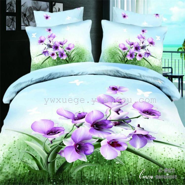 Xuege Home Textiles' all-cotton four-piece set, fully 3D reactive printing and dyeing bedding four-piece set, quality guaranteed for export to Europe and America details Picture