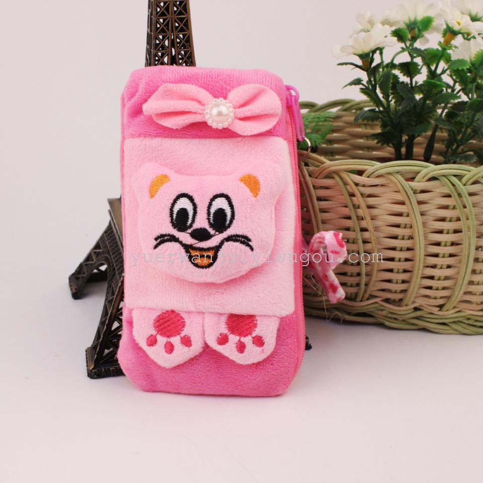 Plush phone bag, wallet, coin bag, foot phone bag, single-handle handbag details Picture