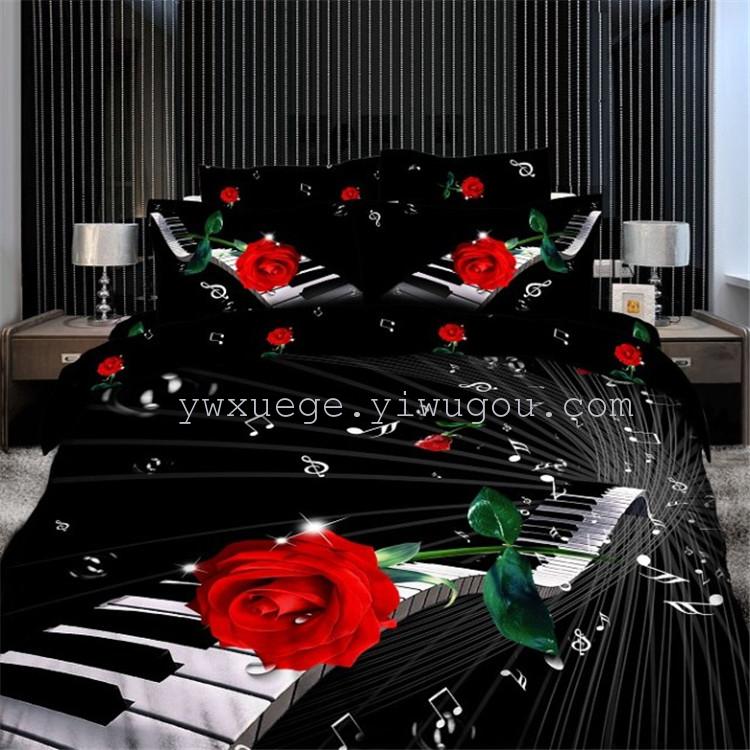 Four-piece and multi-piece bedding sets, 100% pure cotton 3D three-dimensional large flower four-piece sets, wedding bedding factory direct sales