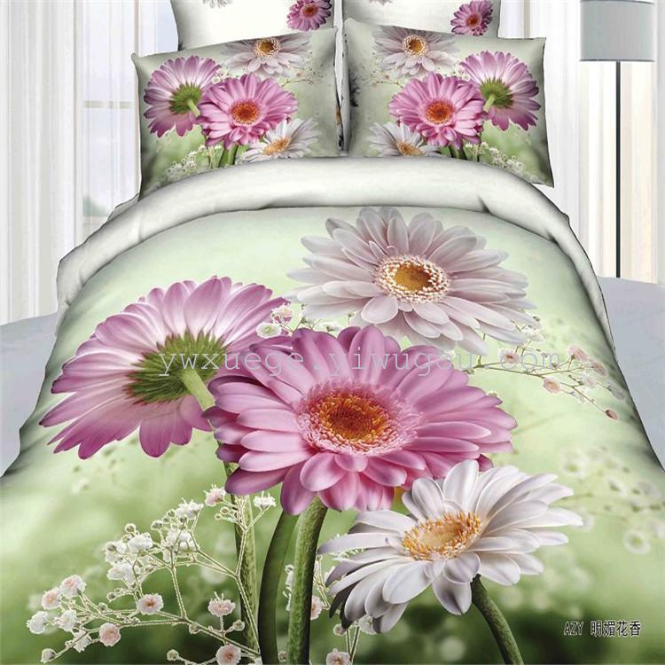 Four-piece and multi-piece bedding sets, 100% pure cotton 3D three-dimensional large flower four-piece sets, wedding bedding factory direct sales details Picture