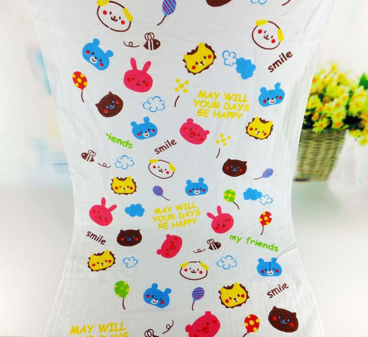 Honeycomb gauze 70*140 bath towel, children's large bath towel, foreign trade printed bath towel