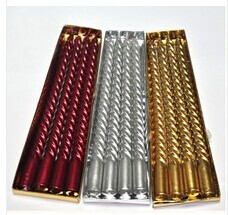 6 "8" 10 "European gold-plated spiral 4 holder Smokeless Green Romantic Party Christmas gold paint candles