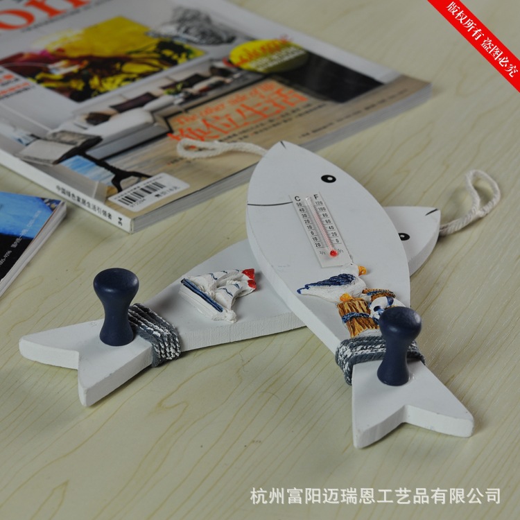 鱼温度计挂钩家居挂件地中海海洋壁挂衣帽钩MA16108A/B