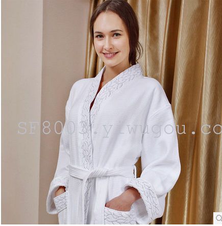 奢凡纯棉浴衣 酒店浴袍 和服领全棉睡衣