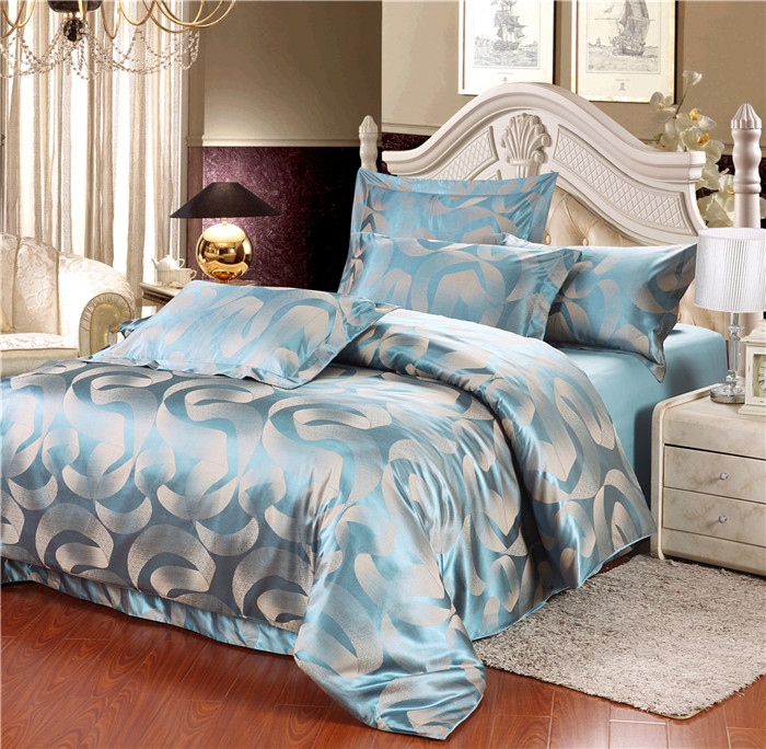 Yiwu Xuege Home Textile Tencel Cotton Tribute Satin Jacquard three or four Pieces Wedding Bedding Set New style Specification image