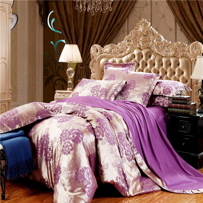 Yiwu Xuege Home Textile Tencel Cotton Tribute Satin Jacquard three or Four Pieces Wedding Bedding Set Specification image