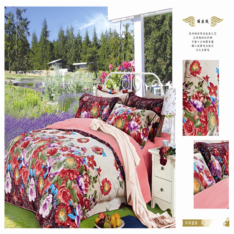 Yiwu Snow Pigeon Winter essential warm bedding set with activated printed brushed multi-piece bedding details Picture