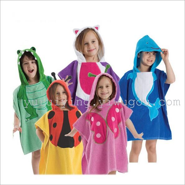 New Korean-style cute cartoon animal-shaped children's bath towels and bathrobes, direct sales from the manufacturer
