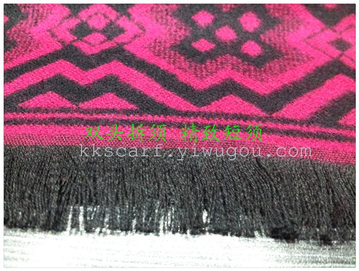 Rose red geometric checkered tassel scarf, high-end men's scarf, thickened, youth autumn and winter shawl, long and versatile checkered striped scarf for students, exclusive for Amazon and Taobao e-commerce Specification image
