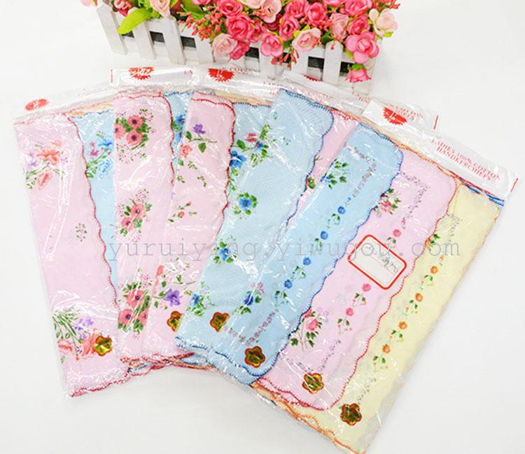 High-quality 452 polyester-cotton base ladies' handkerchiefs, handkerchiefs, rags and hand towels for export, street goods details Picture