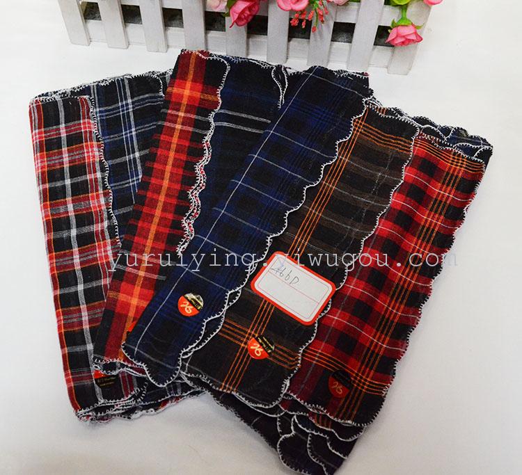 Export foreign trade ladies' handkerchief 466D polyester-cotton checkered handkerchief, handkerchief and hand towel