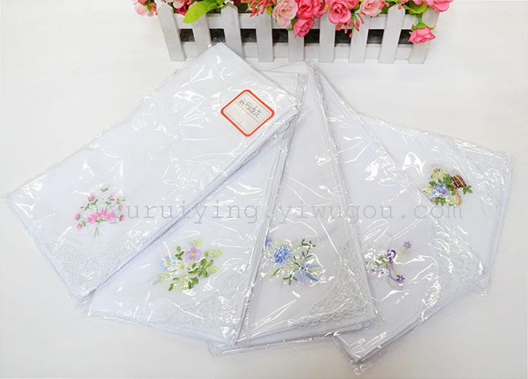 The manufacturer supplies silk embroidered handkerchiefs, floral embroidered handkerchiefs, and hollowed-out embroidered handkerchiefs details Picture