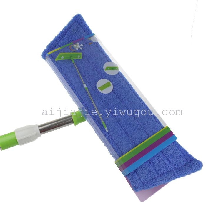 酒店家用超细纤维打蜡木地板平拖 可折叠珊瑚绒不锈钢杆平板拖