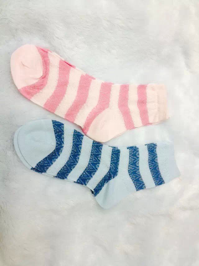 【11.11】 Pink and blue striped stockings, senior stockings, mesh stockings, loose-fitting stockings, combed cotton women's stockings details Picture