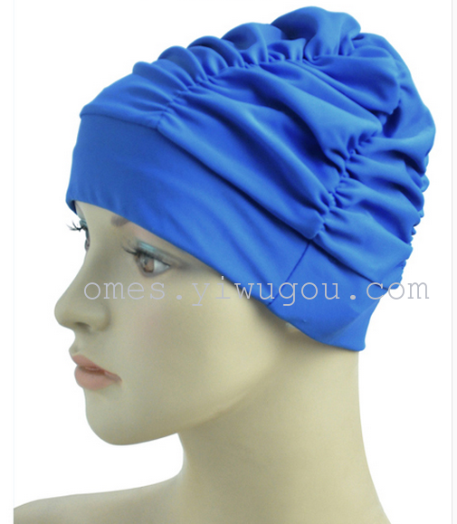 Fashion long hair swimming cap Earmuffs for ladies and pleated hats for men and women