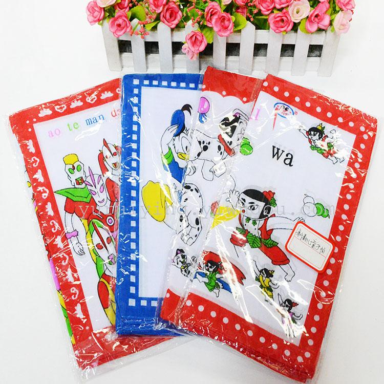 The manufacturer supplies baby and children's cartoon-printed polyester-cotton small square towels and handkerchiefs