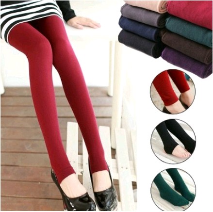 Spring and Autumn's new style of fleece slimming and fleece nine-tenths leggings with socks, fleece warmth one-piece pants details Picture