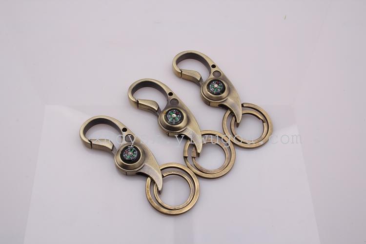 Wholesale factory direct sales of XMD830 antique copper imitation keychain Double-ring compass keychain details Picture
