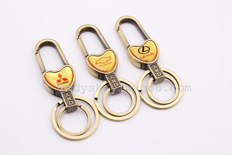 XMD836 Double-ring antique bronze Imitation car keychain factory direct sales details Picture