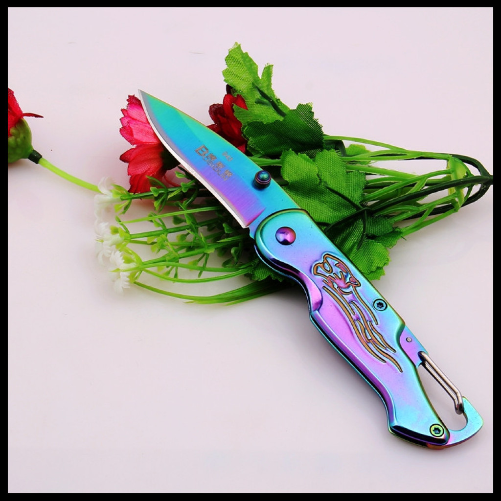 Outdoor military knife, jungle, wild path, survival knife, portable folding fruit knife, high-hardness self-defense weapon details Picture