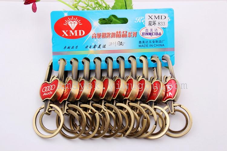 XMD833 Antique copper imitation keychain Large double-ring car keychain wholesale factory direct sales Specification image