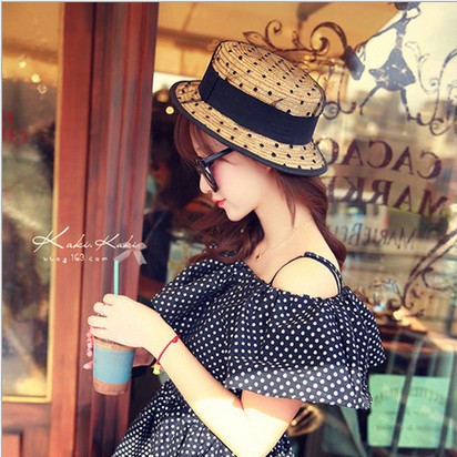 夏天新款小辣椒女士麦秆遮阳草帽蕾丝网纱平沿帽子