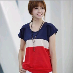 Wholesale of new summer round-neck women's large-sized, color-blocked loose chiffon and refreshing linen T-shirts Application Scenario
