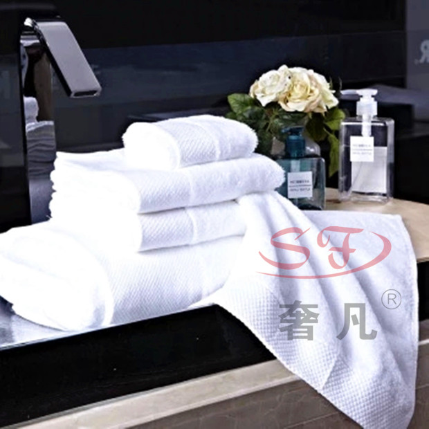 Five-star hotel pure cotton white thickened platinum satin small square towel bath towel