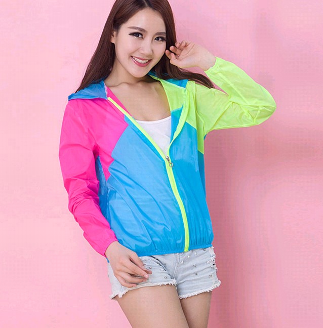 New multi-color women's sun-protective clothing, long-sleeved hooded breathable summer outdoor beach UV-protective jacket Specification image