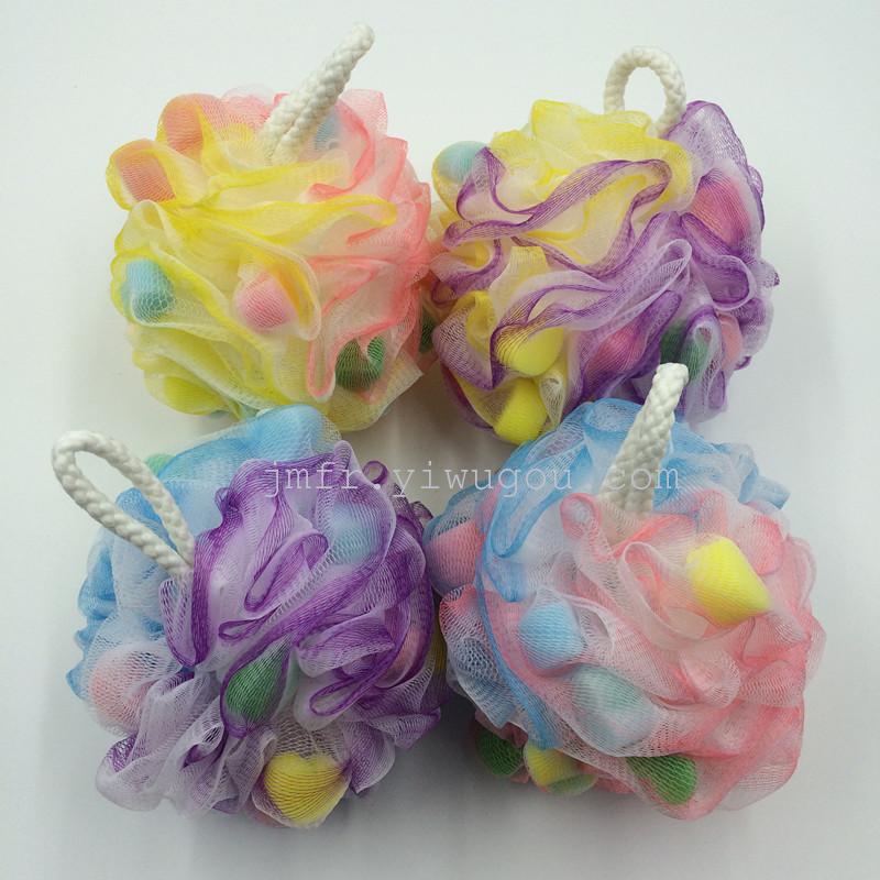 细网浴球 三色网沐浴花 海绵粒沐浴球 随机发