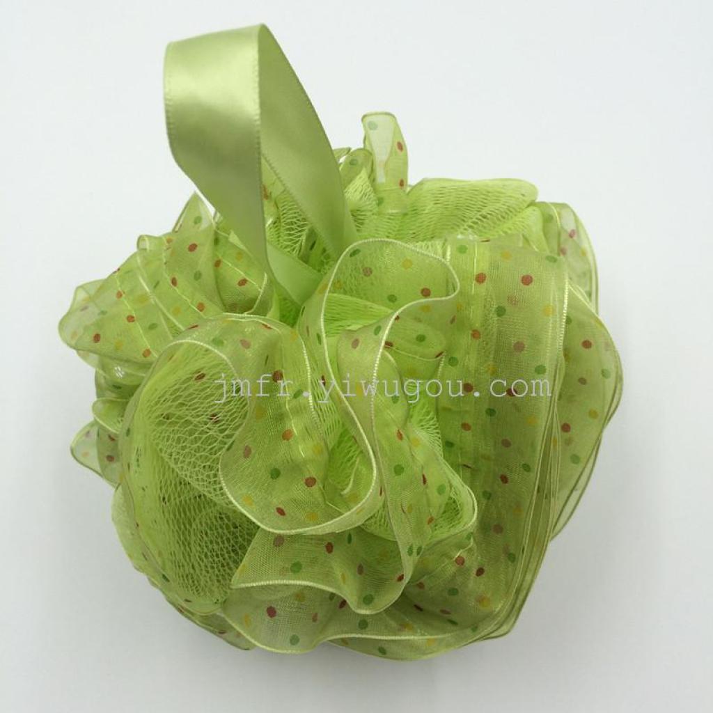 Lace bath flower lace bath ball polka dot ribbon bath ball details Picture