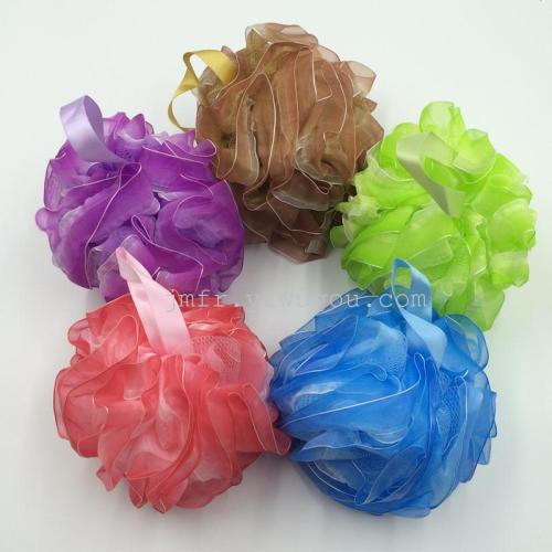 幻彩浴球 丝带浴花 彩边沐浴球 高档沐浴花