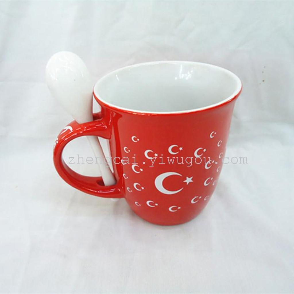Ceramic cups, ceramic creative cups, gift ceramic cups with spoons, craft cups Specification image
