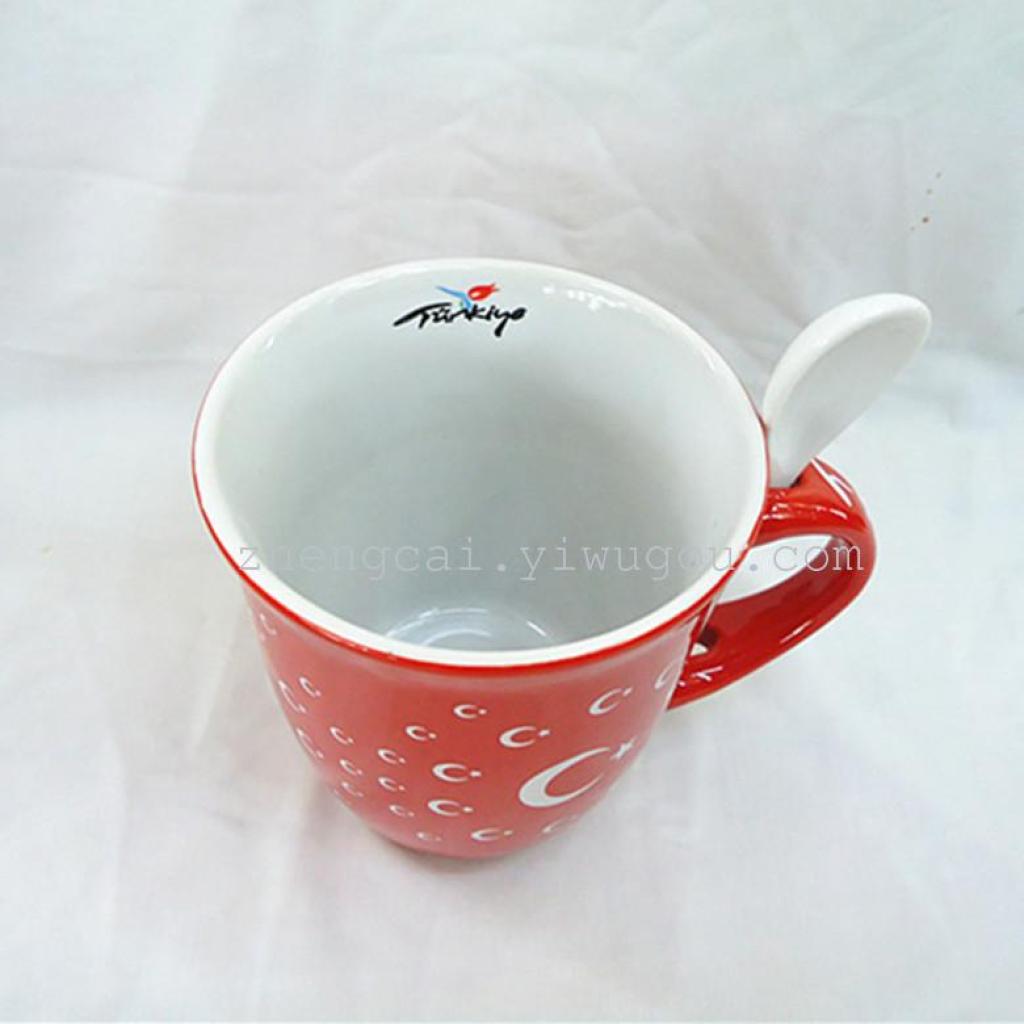 Ceramic cups, ceramic creative cups, gift ceramic cups with spoons, craft cups details Picture