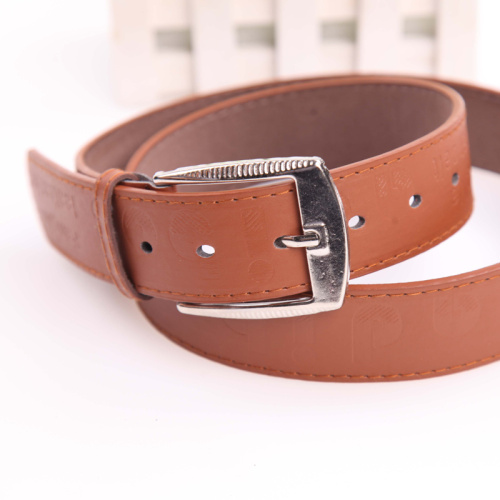 4.0 Men's belt with iron sheet pin buckle flat embossed belt