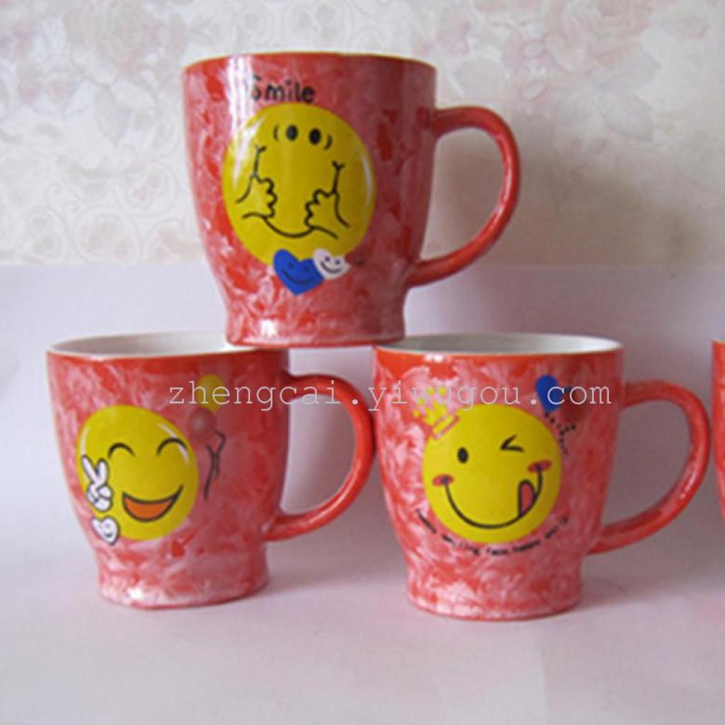 Ceramic coffee cups, crystalline glazed ceramic cups, smiling cartoon cups Specification image