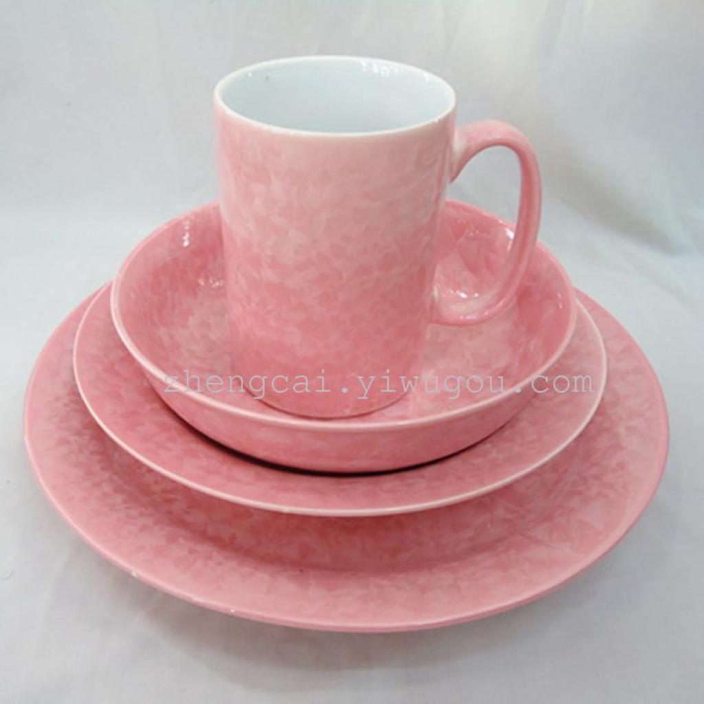 Crystalline glaze ceramic tableware, 16-head ceramic tableware set, ceramic plates details Picture