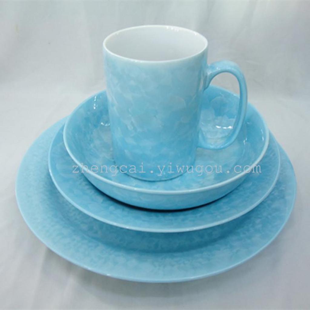 Crystalline glaze ceramic tableware, 16-head ceramic tableware set, ceramic plates Specification image