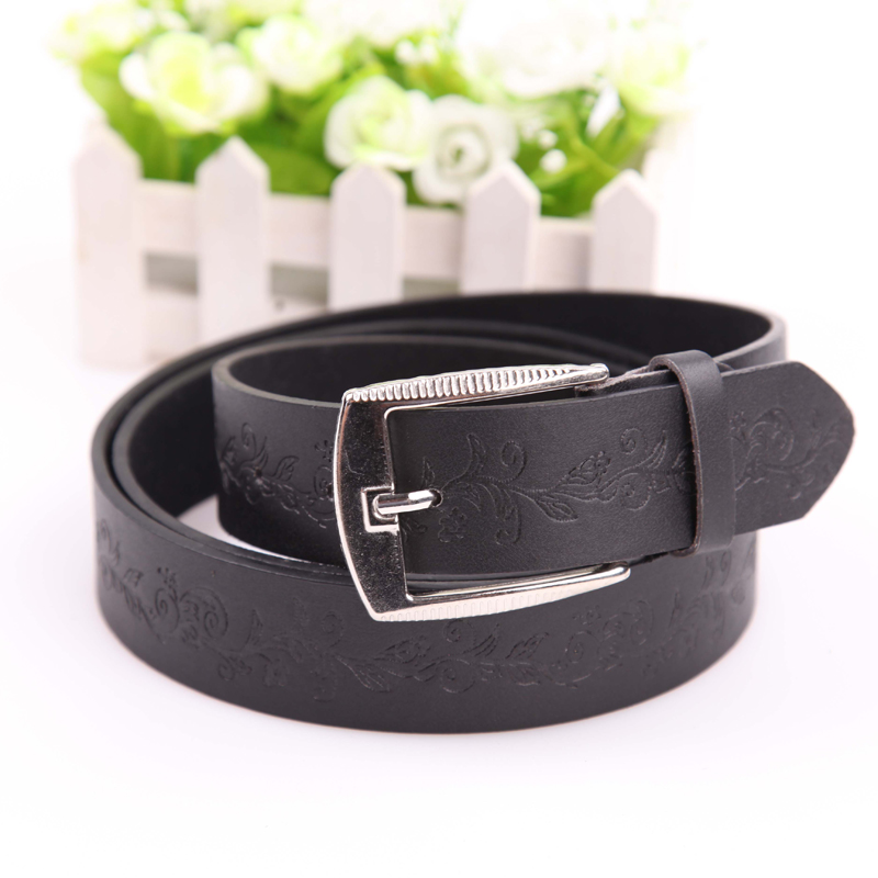 4.0 Men's belt with iron sheet pin buckle flat embossed belt details Picture