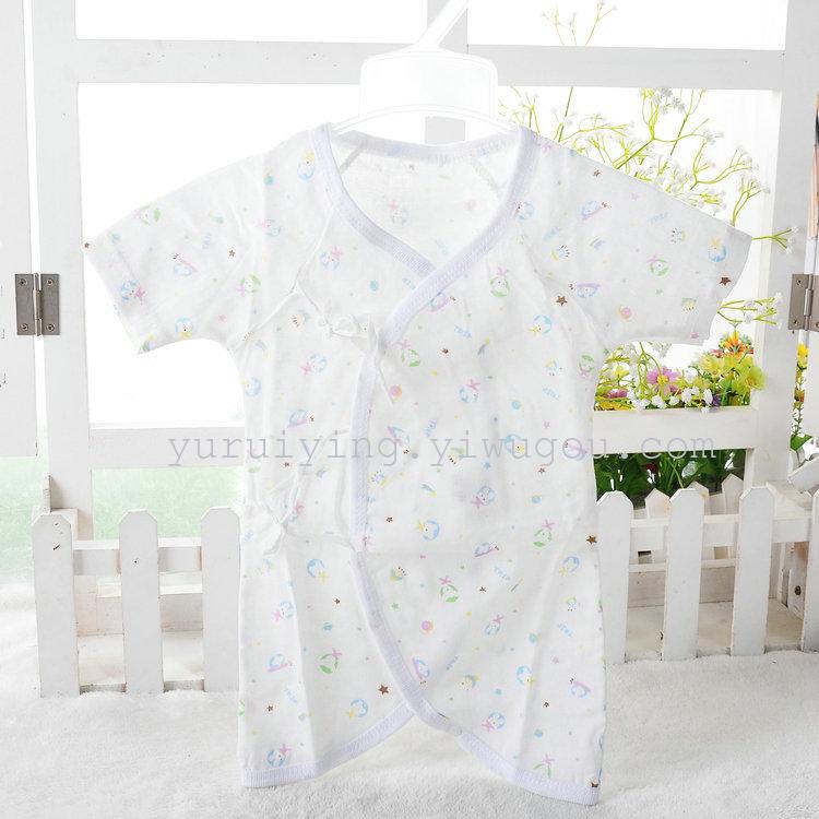 Foreign trade newborn one-piece suit, gauze short-sleeved butterfly suit, summer crawling suit, Hayi baby suit