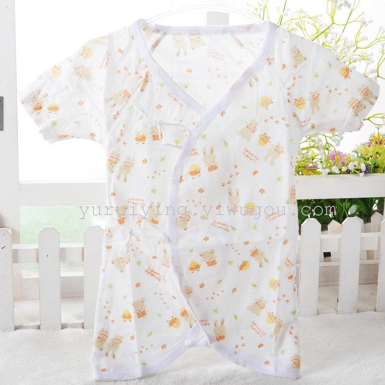 Foreign trade newborn one-piece suit, gauze short-sleeved butterfly suit, summer crawling suit, Hayi baby suit Specification image