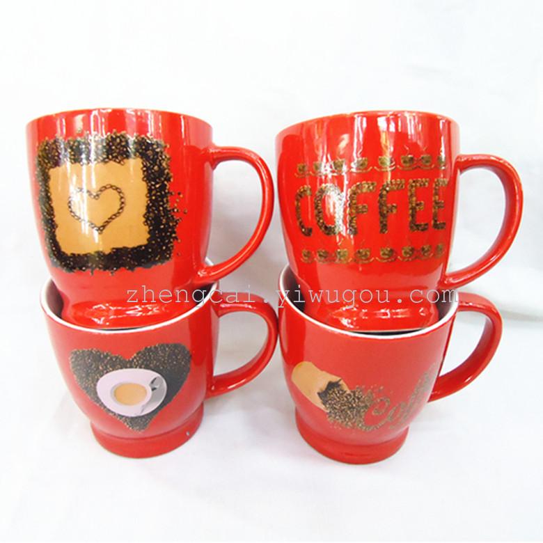 Ceramic coffee cups, red glazed ceramic advertising cups, stock cups details Picture